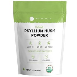 Kate Naturals Psyllium Husk Powder for Baking, Fiber. Psyllium Seed Powder for Dogs & Cats (1.5lb, Organic, Gluten Free, Pet Safe)