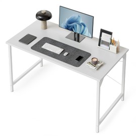 Cubiker Computer Desk, 40 inch Small Home Office Desk for Small Spaces, Modern Simple Style for Home, Office, Warm White