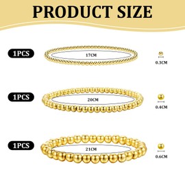 Pack of 3 Golden Pearl Bracelets, Women's Bracelets, Stretch Bracelets, Vintage Bracelets, Fashionable Simple Bracelets, Stackable Bracelets