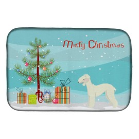 Caroline's Treasures CK3520DDM Bedlington Terrier Christmas Tree Dish Drying Mat Absorbent Dish Drying Mat Pad for Kitchen Counter Dish Drainer Mat for Countertop, 14 x 21", Multicolor