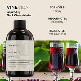VINEVIDA [4oz] Black Cherry Merlot Fragrance Oil for Candle Making - Made in USA Candle Scents for Candle Making - Natural Candle Fragrance Oil - Scents for Soap Making