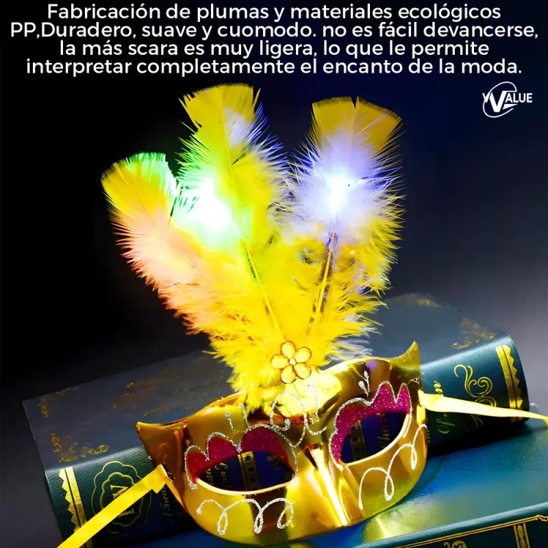 6pc Antifaz Flores Fiesta Máscara Carnaval Cosplay Halloween Floreado /led