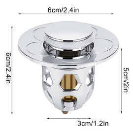 2/4Pcs Universal Bathroom Sink Stopper Anti Clogging Sink Drain Strainer for 1.33-1.57in Drain Hole Push-Type Washbasin Pop Up Drainer Filter with Hair Catcher Basket for Kitchen Bathroom (2PCS)