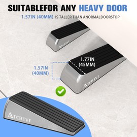 Heavy Duty Door Stopper Wedge - 2 Pack Big Size Door Stop Wedge Made of Aluminum Alloy Metal Suits Any Door, Any Floor with Set of 2 Plus Self-Adhesive Holder Satin Nickel Large Version
