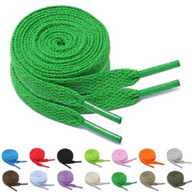 FADTOP Flat Shoelaces - Colorful Laces for Board, Sports & Casual Shoes - Universal Adults Green 32.5inch(80cm)