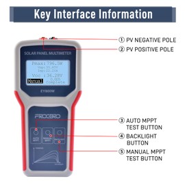 owootecc Solar Panel Tester Photovoltaic Panel Multimeter Improved Style EY800W with Ultra Clear LCD Display, Smart MPPT Tool for Troubleshooting Open-Circuit Voltage for Solar PV Tests (EY 800W)
