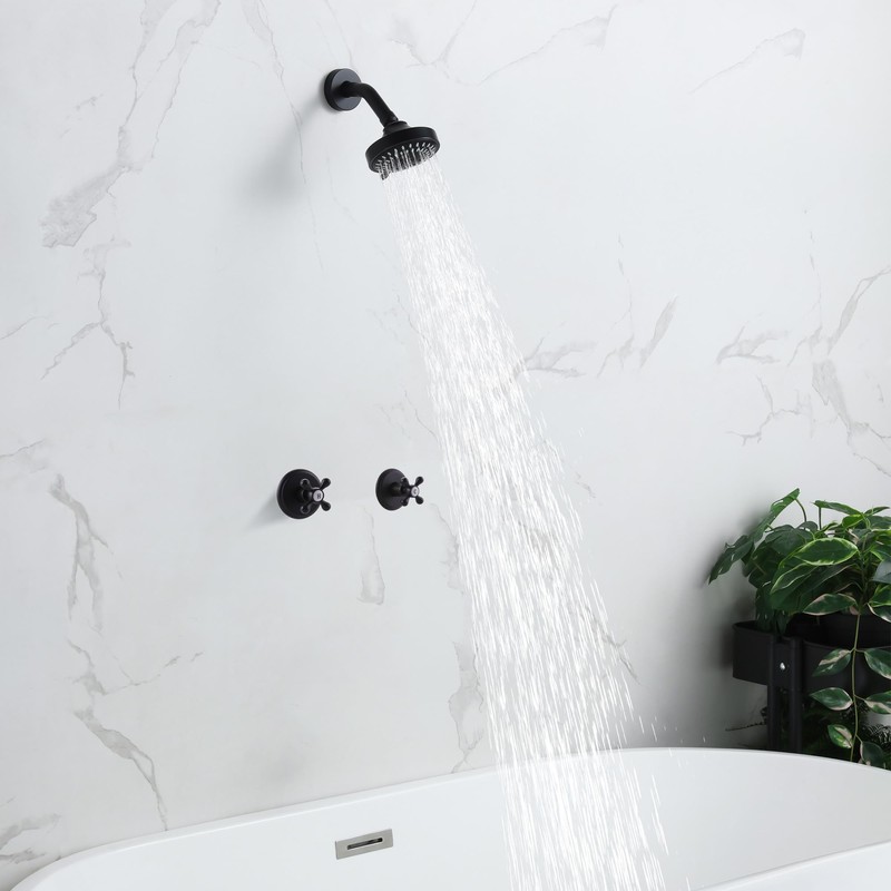 BEIYI 2 Handle Shower Faucet and 5 Mode Shower Head,