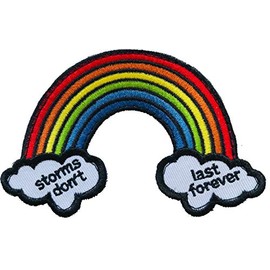 Rainbow Hook & Loop Backed Patch - Storms Dont Last Forever 10cm x 6.5cm