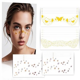 Tonsmile Pack of 20 Glitter Freckles Tattoos for Face, Waterproof & Sweatproof Glitter Freckles Stains Stickers in Gold & Silver for Festival, Party, Wedding & Beach