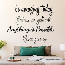 Sinekong Large Inspirational Quote Wall Decals, Removable Positive Saying Lettering Stickers, Motivational Word Decal Peel and Stick for Classroom Home Living Room Bedroom Office DIY Art Decor
