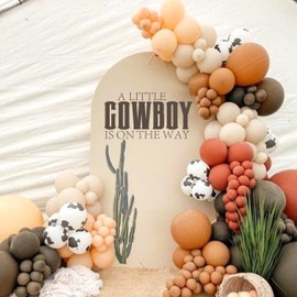 QIANGDAGSI A Little Cowboy is on The Way Baby Shower Decal for Party Decorations,Country Western Boy Baby Shower Sign,Cowboy or Rodeo Themed Shower Event Planner Decal (Cowboy Decal)