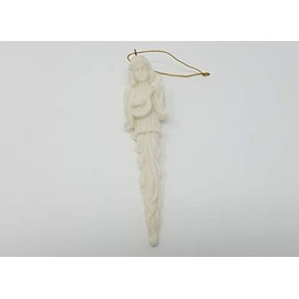 White Porcelain Angel with Lyre Icicle Christmas Ornaments, Pack of 4