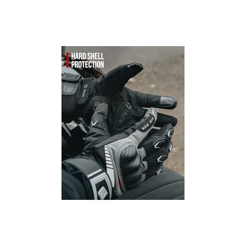 RIDEIRON Men's Winter Motorcycle Gloves, Warm & Waterproof, Touch Screen,