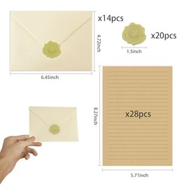 Juego de papelería, sobres de terciopelo premium de 4 x 6 pulgadas, 14 piezas con 28 papeles de papelería, colores de diseño único para cartas de amor