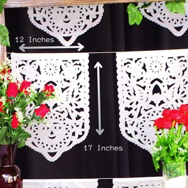 White Mexican party flags, White Papel Picado Banner for Mexican Weddings, Bridal shower, baby showers, birthday parties White paper banner 2pk