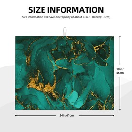 Turquoise Marble Decorative Dish Drying Mat for Kitchen Counter Emerald Dark Green Dishes Pad Dish Drainer Rack Mats 18"x24" Absorbent Washable Reusable