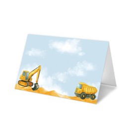 Construction Place Cards -25pcs Tent Cards, Dump Truck Table Place Card For Birthday Party Baby Shower Dinner Wedding, Digger Tent Name Place Cards For Table Setting, Easy Folding, A01
