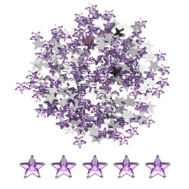 MECCANIXITY 200PCS Acrylic Star Rhinestone 6x6mm Flat Back Plastic Gems Jewelry Stickers for Craft Bead Face Painting Costume Jewelry Making, Light Purple