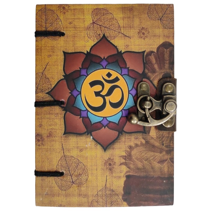 Purpledip Paper Vintage Diary Journal 'Om': Handmade Paper, Hard Bound,