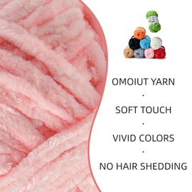 3 Pack Plush Chenille Chunky Yarn - Fluffy Velvet Yarn Crochet for Blanket Knitting and Crocheting - Soft Baby Yarn for Crocheting - Amigurumi Crochet Yarn (Red)