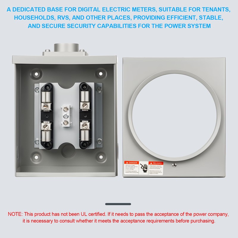 100 Amp Meter Socket, 4 Jaw Meter Base, 600V 3