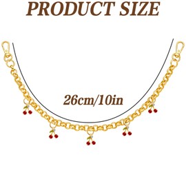 Cherry Gold Keychain Bag Charm, Pendant Double Buckle Trendy Keychain Accessories Cute Purse Charms Fashion Decorative Jewelry for Women Handbags Wallet