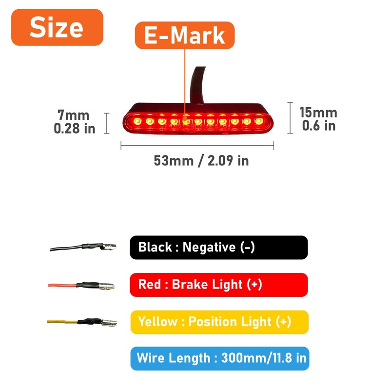 McGoing E57 E-Approved Motorcycle E-Bike LED Rear Light Mini Universal