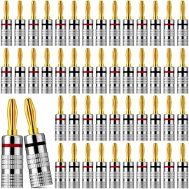 Yaocom 18 Pairs/ 36 Pcs Speaker Banana Plugs, 24k Gold Plated Dual Screw Type Speaker Connector for Speaker Wire, Speaker Cable Connectors for Theater, Wall Plate, Audio Video Receive and Sound System