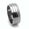 DoubleAccent 8MM Comfort Fit Titanium Wedding Band Grooved Dome Ring