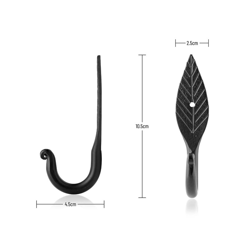 Fayesia Living Black Wall Hooks for Hanging - Blacksmith Handcrafted