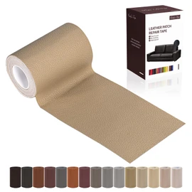 Leather Repair Patch Tape, Dark Beige 3 x 61 Inches Self Adhesive Leather Repair Kit for Furniture, Car Seat,Vinyl Leather Repair Kit for Office Chairs,Couch,Sofa, Luggage