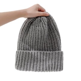 Anevous Women's Beanie Hat, Long Beanie, Knitted Hat for Women, Winter Hats, Elastic Hats, Warm Winter Hat with Soft Inner Lining for Autumn and Winter, Unisex, Grey