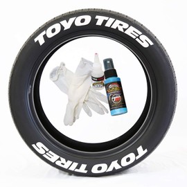 Tire Stickers Toyo Tires Tire Lettering Add-On Car Accessory - DIY Kit with Glue & 2oz Touch-Up Cleaner / 17-18 Inch Wheels / 1.00 Inches/White / 4 Pack