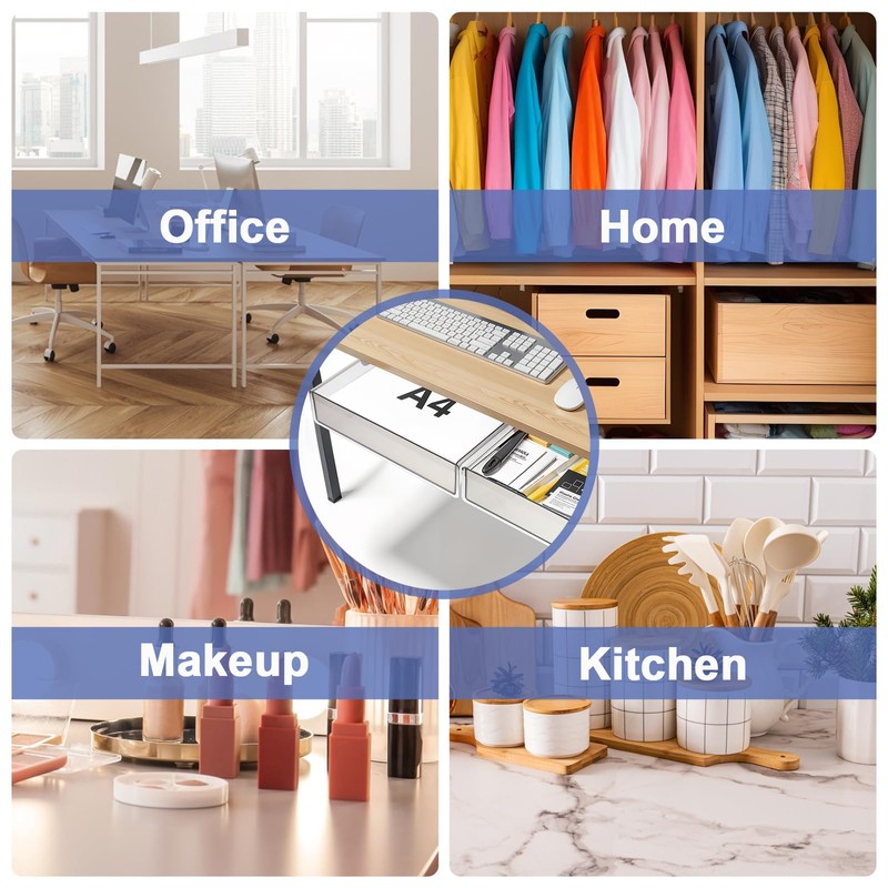 JOUTYFOR Under Desk Table Drawer Storage Organizer,2 Pack Large &