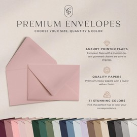 25 Premium Envelopes - Colored Envelopes with Pointed Euro Flap - Blank Envelopes for Wedding A2 or A7 Size - Customizable Color Invitation Envelopes for Wedding Invitations and Cards