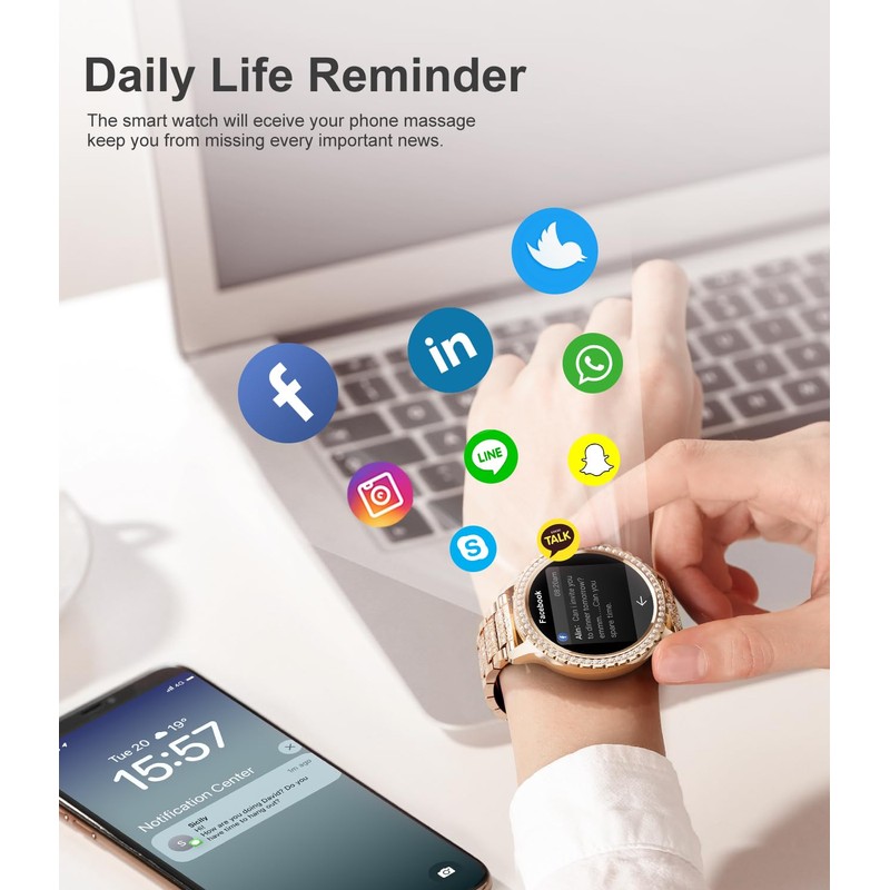 LIGE Smart Watch for Women Answer Make Calls,1.32" Diamond Fitness