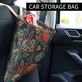 ABUIFDK Car Trash Can, Cute Car Trash Bag, Hanging Car Organizer and Storage Bag, Trash Bin for Car Accessories, Vehicle, Travelling, Camping Luxury Paisley Flowers