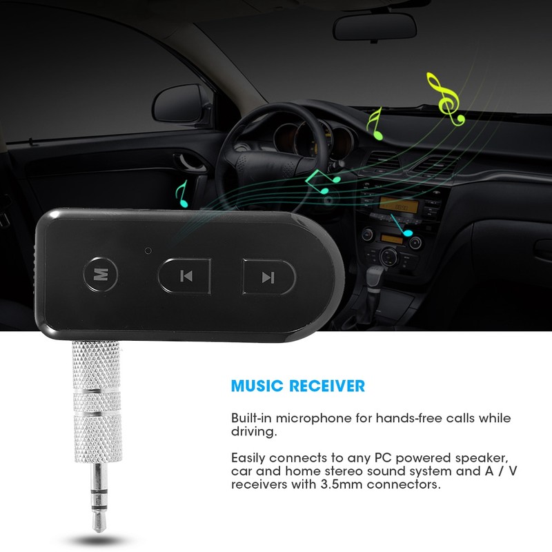 Wireless Bluetooth Audio Receiver Car 3.5mm Aux Jack Music Adapter
