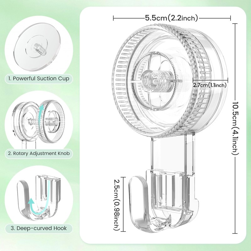 LUXEAR Suction Cup Hooks 6 Pack, Clear Suction Cup Hanger