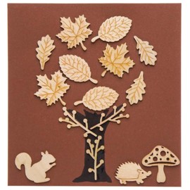 Baker Ross AR938 Autumn Themed Mini Wooden Shapes (Pack of 45) for Kids to Make and Decorate, Brown