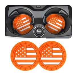 AUCELI AUCELI 2 Pack Car Cup Holder Coasters, Colored American Flag US Flag Insert Car Cup Coaster, 2.75 Inch Anti Slip Shockproof Embedded Drink Mat, Vehicle Interior Decor Accessories
