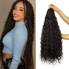 Vustbeauty 9 Packs Boho Box Braids Crochet Hair 24 Inch Goddess Box Braids Crochet Hair With Curly Ends Synthetic Bohemian Braids Hair Extension For Women (24inch, #2)