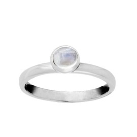 81stgeneration Women's 925 Sterling Silver Round Moonstone Gemstone Birthstone Stackable Ring