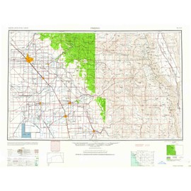 YellowMaps Fresno CA topo map, 1:250000 Scale, 1 X 2 Degree, Historical, 1960, Updated 1960, 24.1 x 31.8 in - Tyvek