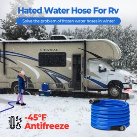 50FT (15-100FT) Heated Water Hose for RV,-45 ℉ Antifreeze 4.0 Upgraded Heated Drinking Water Hose，Rv Freshwater Hoses with Fittings, Rv Accessories
