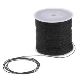 sourcing map 1mm Nylon String Cord 109 Yards Nylon Satin String Bracelet String Chinese Knotting Cord Beading Thread for Jewelry Making Braided Necklaces Macrame Trim Craft Black