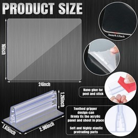 Weysat Counter Desk Sneeze Guard Acrylic Panels Holder Acrylic Desk Divider Partition for Business, Office, School 24 Inch x 16 Inch, Fasten Panels from 1/ 8 Inch to 1/ 4 Inch Thick (8 Pcs)