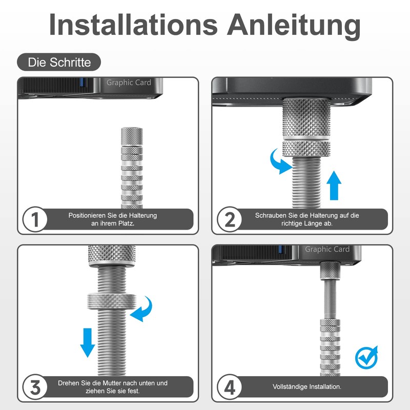 Graphics Card GPU Holder, Height-Adjustable GPU Support with Magnet and
