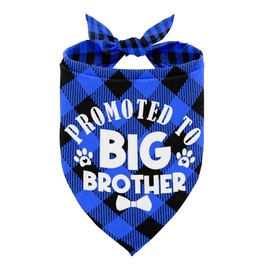 Dog Bandana, Promoted to Big Brother Dog Bandana, Dog Scarf Classical Plaid Printing, Dog Scarf Accessories, Dog Bandana Pet Scarf, Pet Plaid Scarf Gender Reveal Accessories, Dog Bandana Gift (B16)