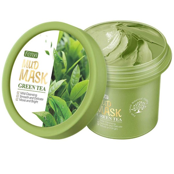 BEUKING Green Tea Facial Mask Mud Matcha Cleaning Clay Mask, Moisturizing Mild Deep Cleansing Smoothing Skin Shrinking Pores Dryness Daily Skin Care, Exfoliating Facial Face and Skin Mask for Large Pores and Acne
